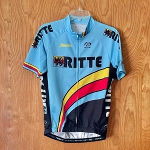 Primal Ritte cycling jersey, turquoise and black, quarter zip, Large